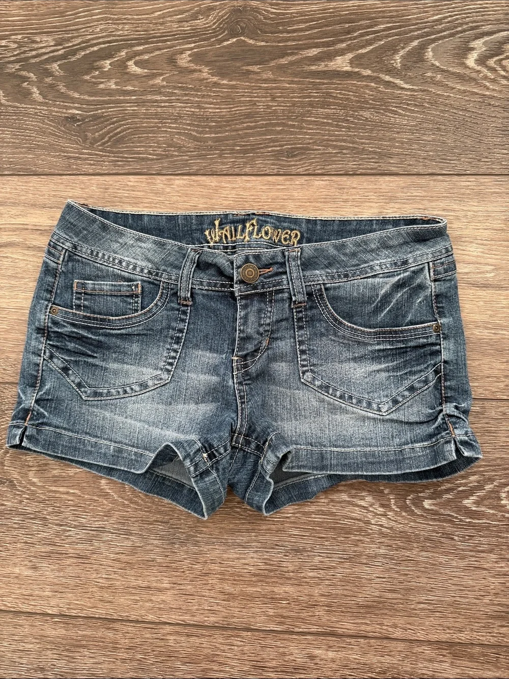 Wallflower Distressed Blue Denim Short Shorts